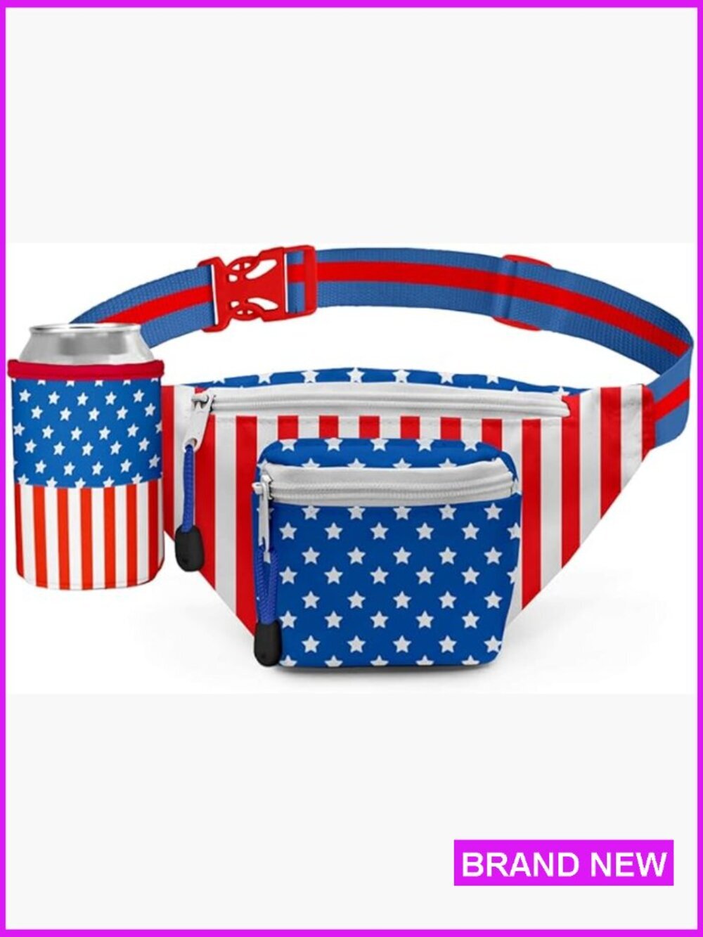 Patriotic Waist Pack with Drink Holder - Functional Fanny Pack for Travel and